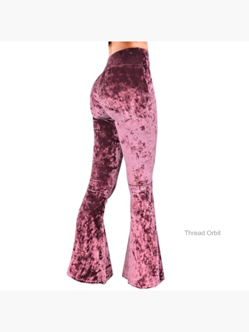 Crushed Velvet High Waisted Flare Yoga Loungewear Bell Bottom Pants - Picture 6 of 7